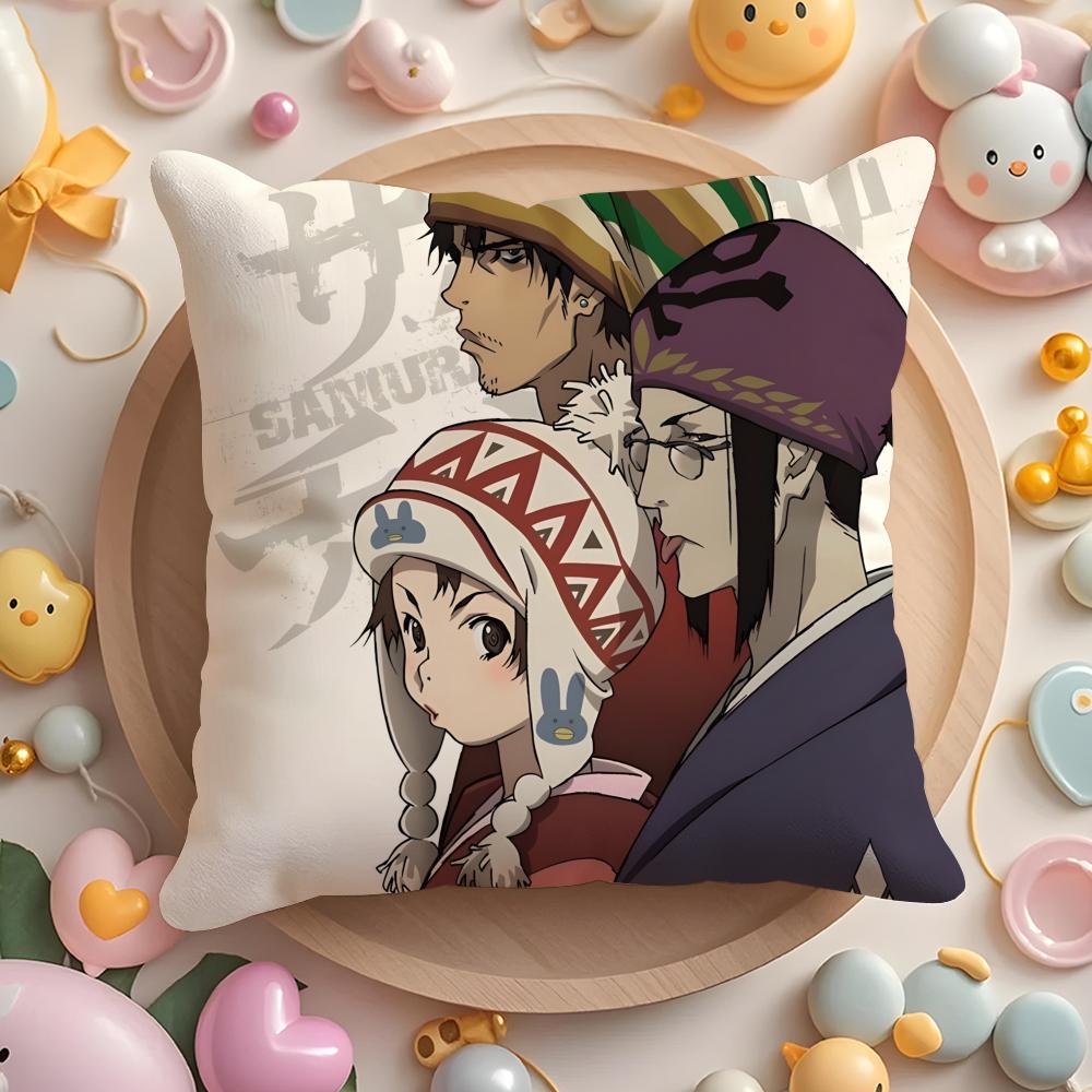 Подушка с принтом аниме S-Samurai C-Champloo, чехол для подушки для дома и автомобиля, многоцелевой, двусторонний, мягкий и прочный для ежедневного использования
