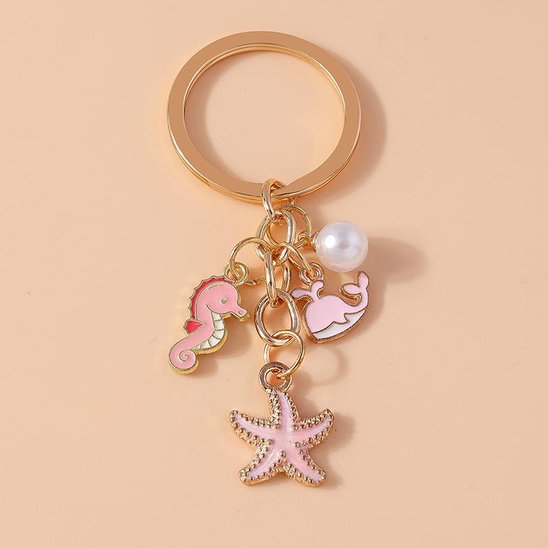 Cute Enamel Whale Keychain Marine Life Key Ring Pendant for Women Girl Handbag Decor DIY Handmade Jewelry Gift