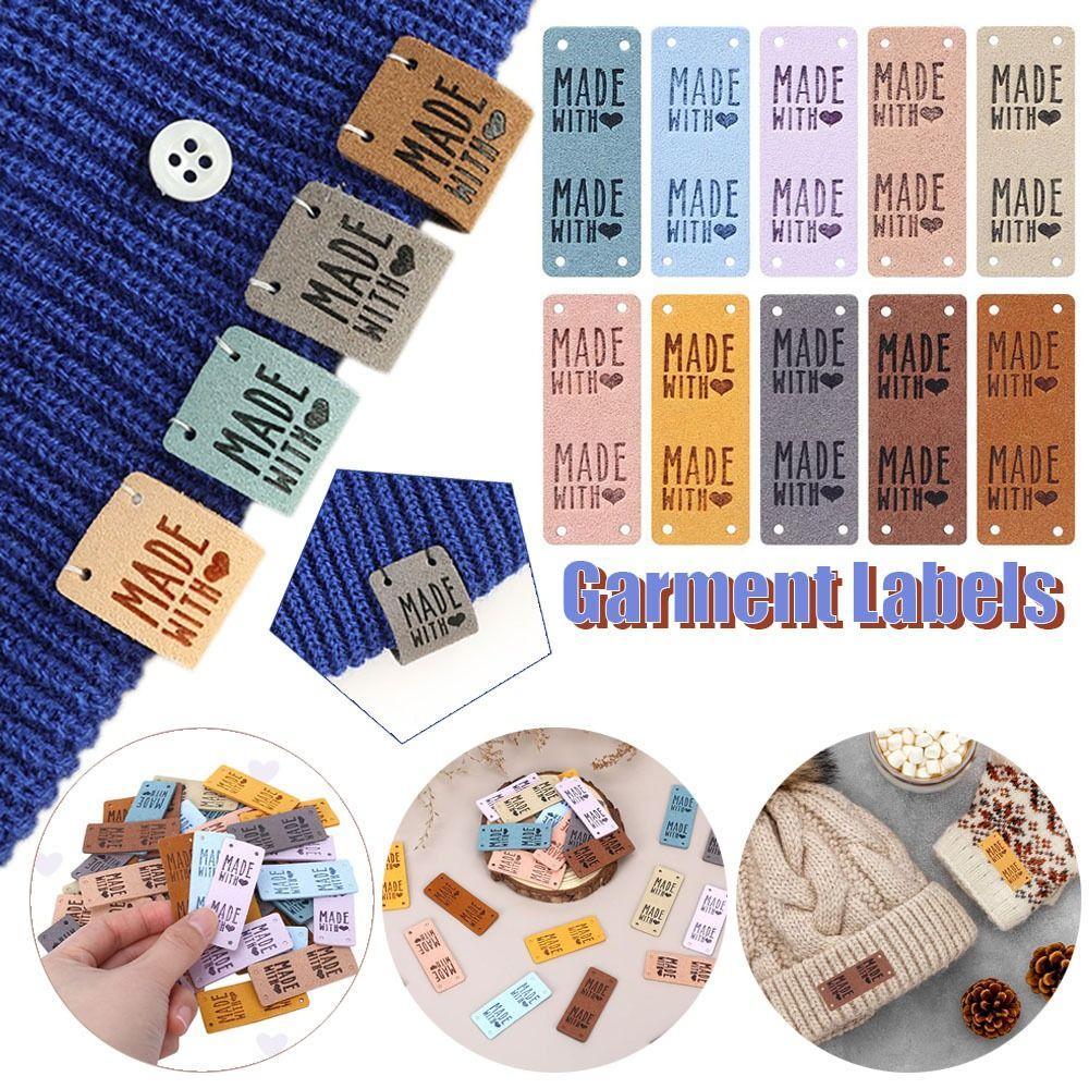 20Pcs Knitting Accessories Embossed Tag Sewing Embellishment Garment Labels Faux Leather Label  Bags