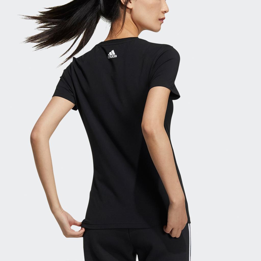 Adidas Футболка с коротким рукавом и принтом логотипа из фольги, женская, черная GP0685