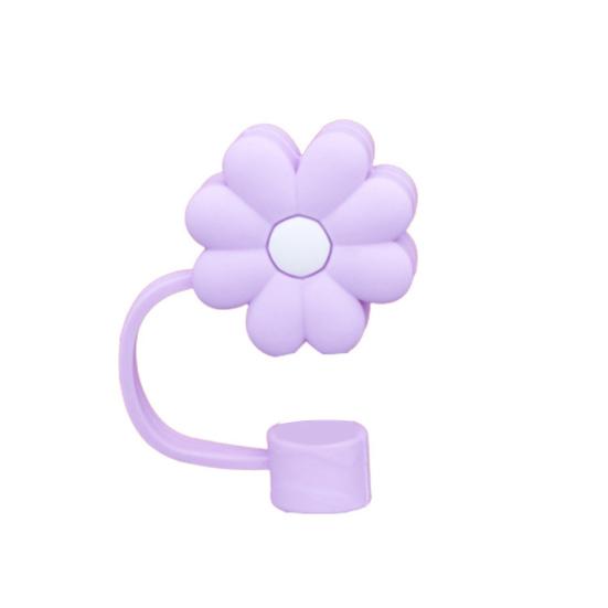 Silicone Straw Cap 10mm/0.4in Flower Shape Dust-Proof Insect-Proof Reusable Straw Tips Lids Funny Cartoon Tumbler Straw