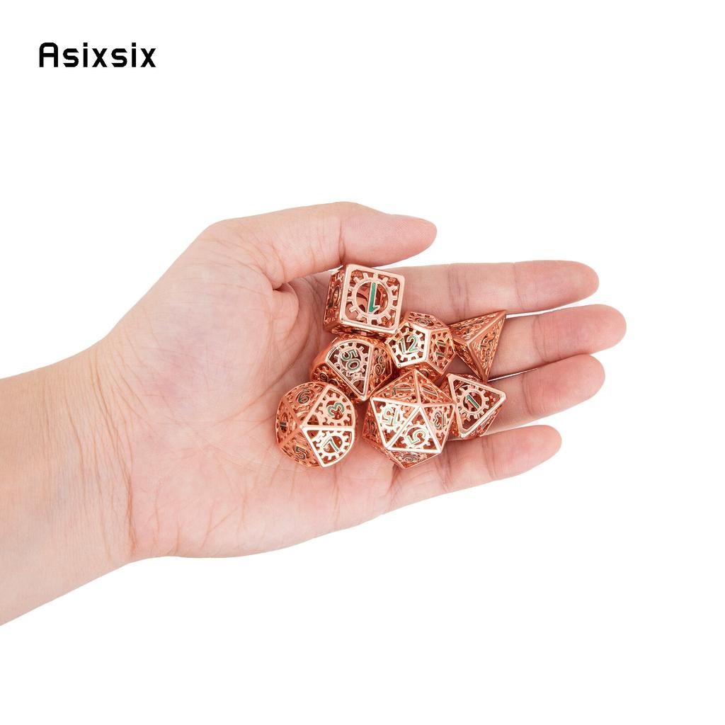 7 шт. красные, зеленые шестерни, металлические кубики, набор полых металлических многогранных кубиков, подходит для ролевой игры, настольной игры, карточной игры