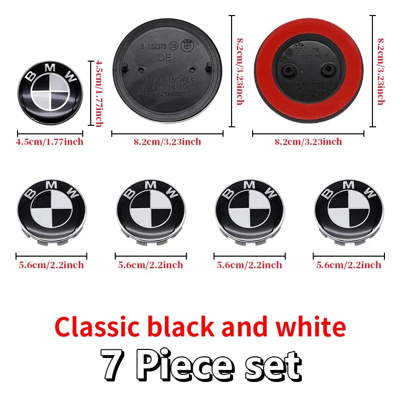 For BMW M 7Pcs Black White Car Front Hood Emblem For BMW X1 X2 X3 X4 Wheel Hub Caps Badge X5 X6 F48 F39 F10 F30 G11 E60 G01 E84 E83 Auto JG8