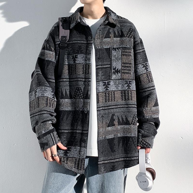 Woolen Jacket Men's Large Size Casual Handsome Top Autumn Woolen Jacket New Trendy Versatile College Style Jacket