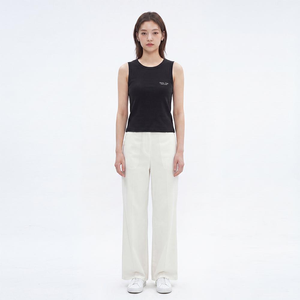 [Matinkim] Комплект из 2-х базовых топов без рукавов с маленьким логотипом: черный + 8% меланж