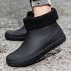 New Men's Short Rain Shoes Fashionable Waterproof Fashion Rain Boots Velvet Thermal Rubber Shoes Kitchen Water Shoe Cover Shoes