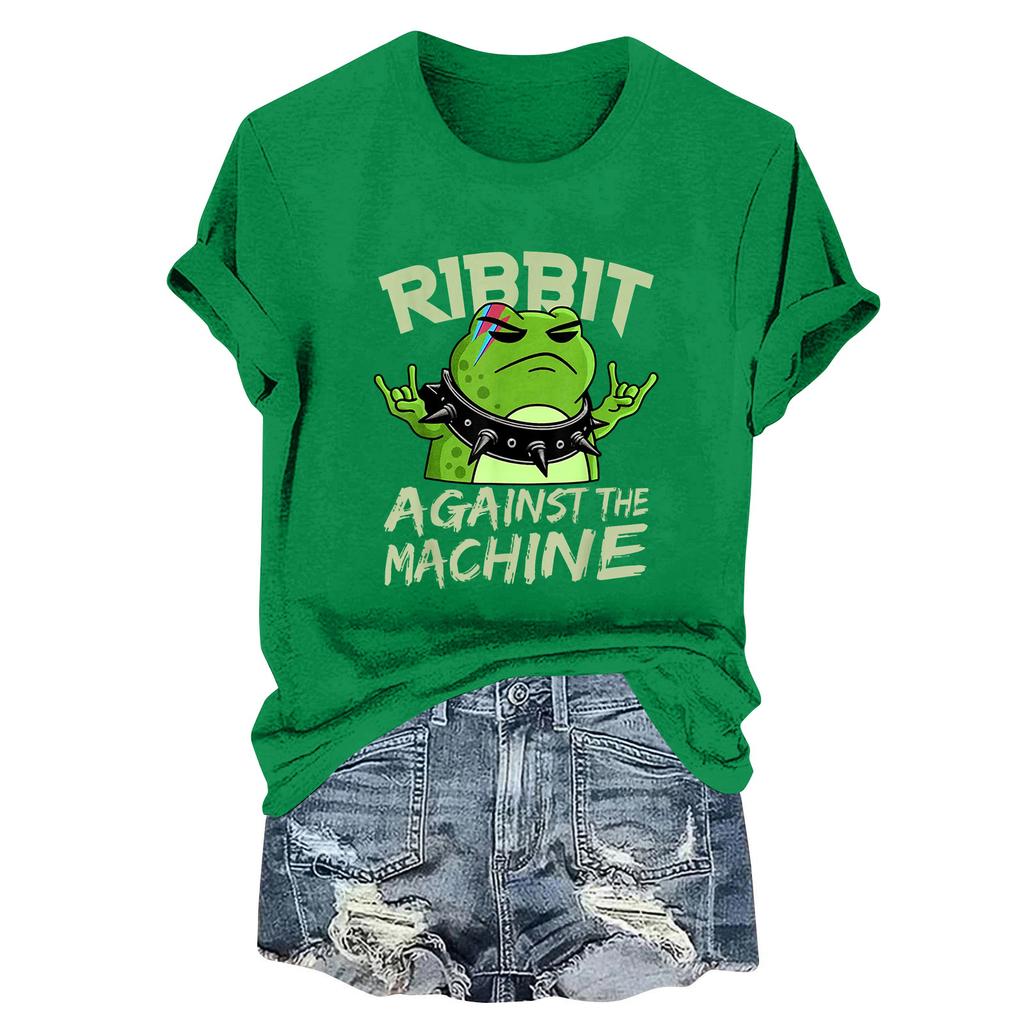 Женская модная повседневная футболка-пуловер с принтом, круглым вырезом и короткими рукавами