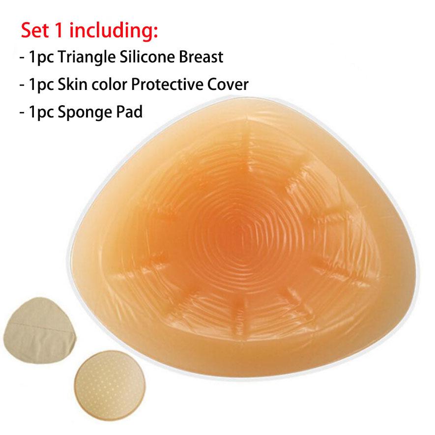 Треугольные силиконовые поддельные формы груди для мастэктомии, рака молочной железы, глубоко вогнутые, искусственные груди, имеют защитную крышку D40