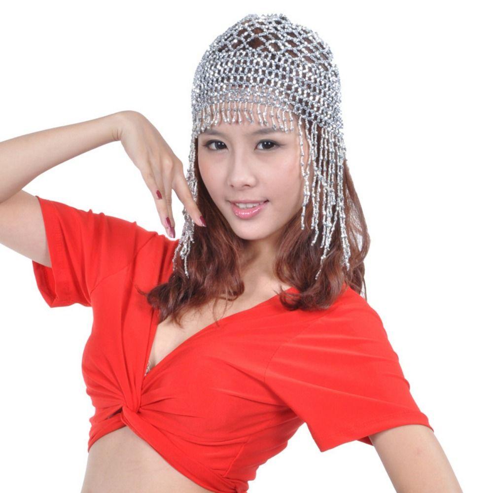 Shiny Beaded Hat Handmade Head Chain Exotic Headband Party