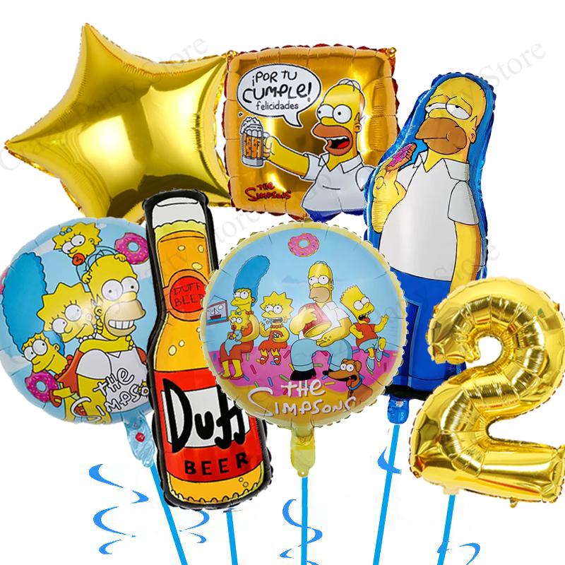 Birthday Decoration Simpsonsed Birthday Tableware Tablecloth Balloons Funny Yellow TV Famliy Home Baby Shower Party Favors