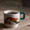 Кофейная чашка Morandi, керамическая кружка в стиле ретро для кофе, чашка для воды, чашка для завтрака, эффектная чашка с цветком, подарочная кофейная чашка