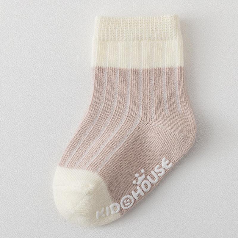 Combed Cotton Contrast Color Non-Slip Baby Socks with Rubber Bottom Newborn Baby Soft And Comfortable Skin-Friendly Casual Socks