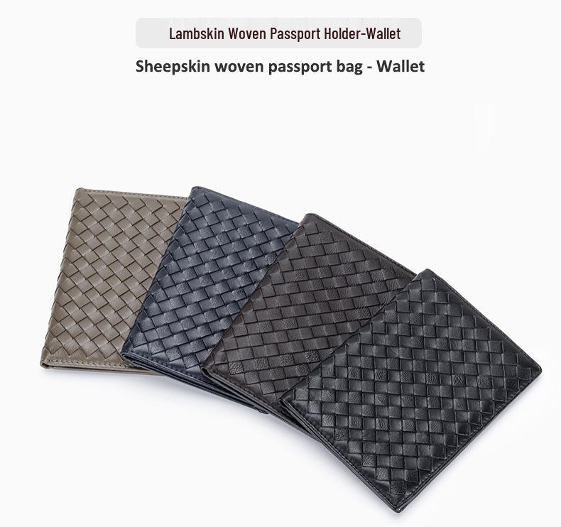 Sheepskin Woven Passport Holder: Women's Genuine Leather Multi-Card Slot Vertical Wallet
