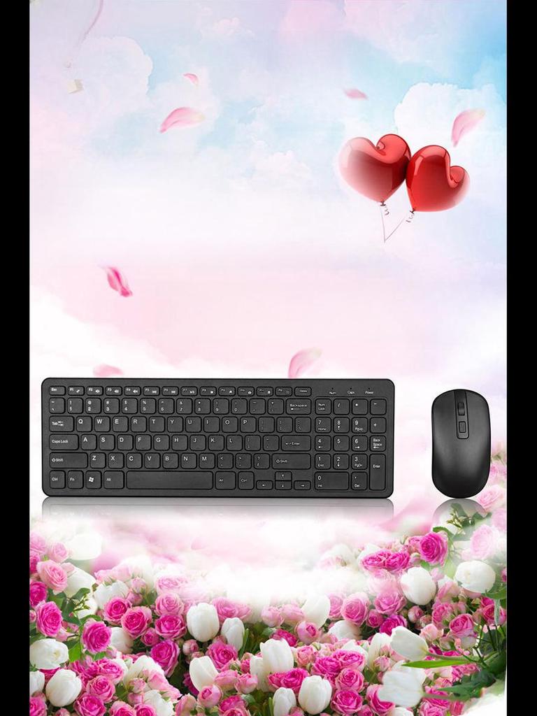 Комплект беспроводной клавиатуры и мыши 2.4G - универсальный для ноутбука, настольного компьютера, Smart TV, дизайн Chocolate