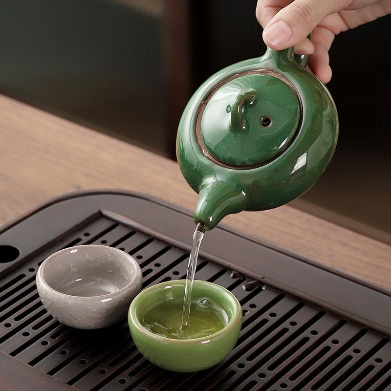 Креативный чайный набор для раскалывания льда, высококачественный чайный сервиз кунг-фу, подарочная коробка, простой бытовой набор, керамический чайный горшок, один горшок, шесть чашек