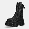 Fashion 2024 All-Matching Women's Special-Interest Design Lace Up Knight Female Dark Punk Metal Muffin Platform Ankle Boots Men