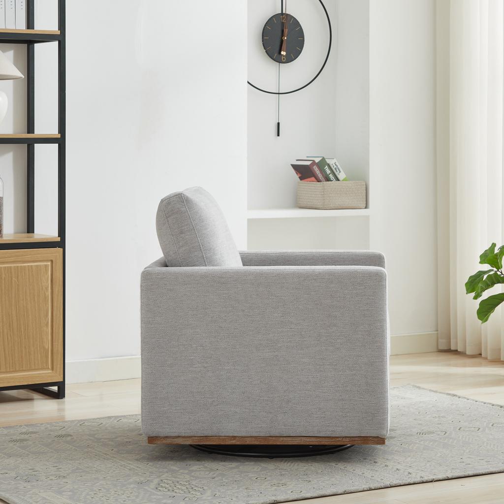 Four-Sided Upholstered Swivel Accent Chair, 360 degrees Club Chair & Lounge Chair with Armrests for Living Room, Bedroom, Apartment & Children's Room