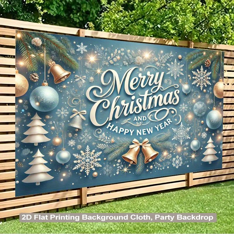1 piece of 2D background fabric, Christmas and New Year happy polyester fabric background cloth, suitable for the living roomZL