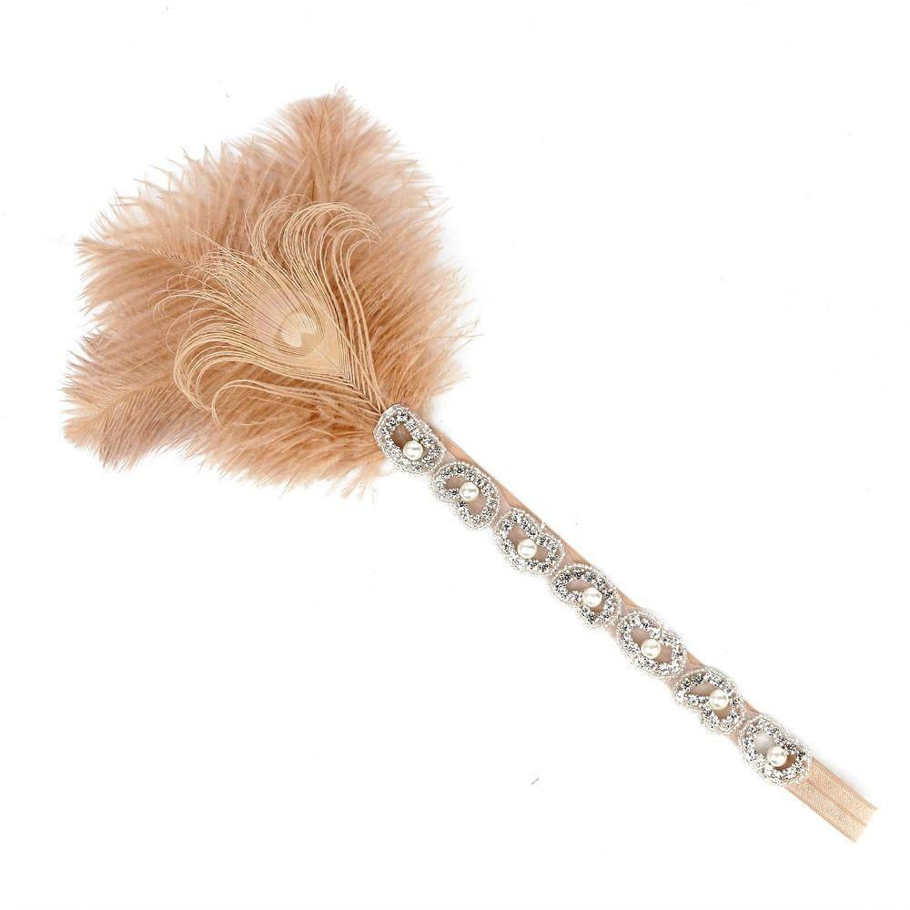 Rhinestone Vintage Hairband Cocktail Party Women Hairband Feather Flapper Headband Festival