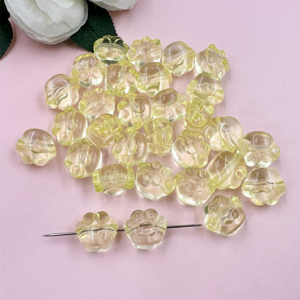 Home Party Supplies Jewelry Crystal Bear Paw Straight Gole Cartoon 30PCS/Bag Beaded Children's Bracelet DIY Transparent Pendant 18 * 17mm