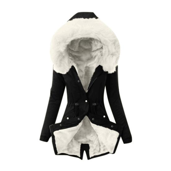 Зимнее пуховое пальто с меховым капюшоном и карманами, застежка-молния, парка