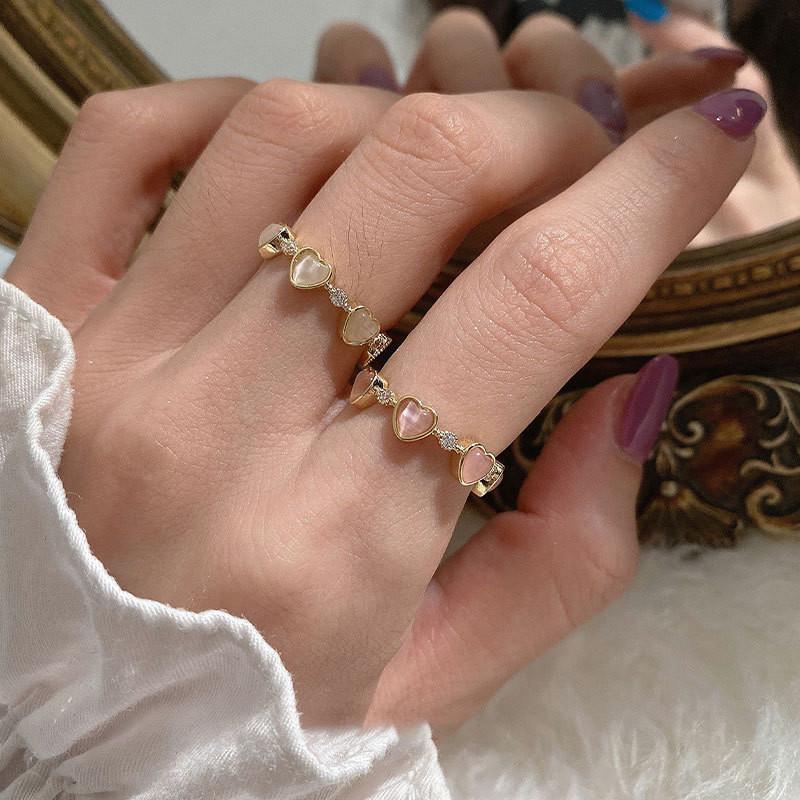 Stylish Korean Geometric Design Adjustable Ring For Women With Sparkling Accents