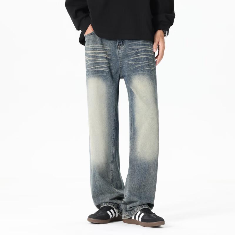 Мужские джинсы Mark Fairwhale 2025 Осень Свободный крой Потертости Прямой крой