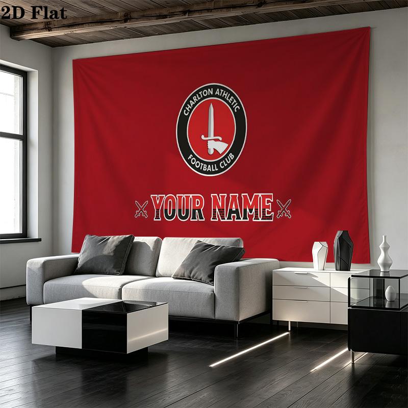 Custom Name Charlton Athletic Football Club Printed Tapestry – Wall Hanging for Bedrooms, Dorms, and Home Decor