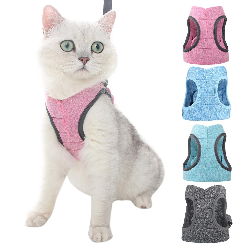 Cat Harness Leash Escape-proof Lightweight Breathable Adjustable Soft Dog Pet Vest