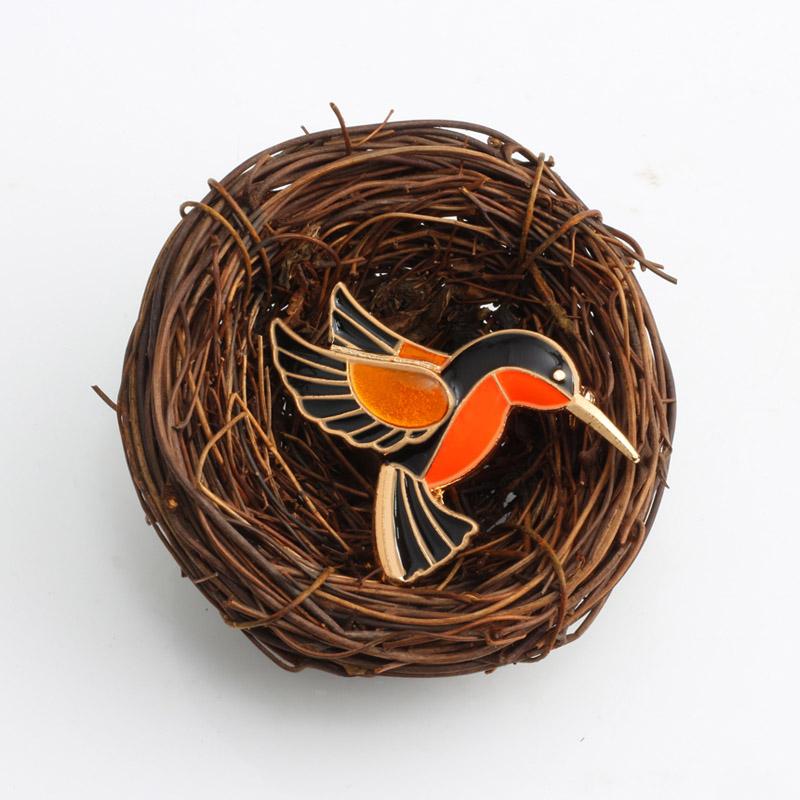 Vintage Jewelry Brooches for Women Colorful Enamel Pins Metal Birds Cute Broach Bird Hummingbird Badge High Quality Accessories