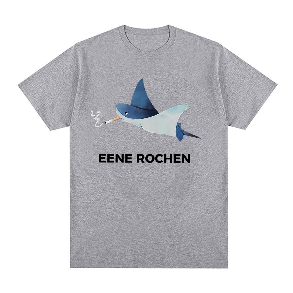 Eene Rochen Funny Shark Smoking Humor Graphic T Shirts Unisexs Clothing Oversized Cotton Short Sleeve TShirts Harajuku Streetwear