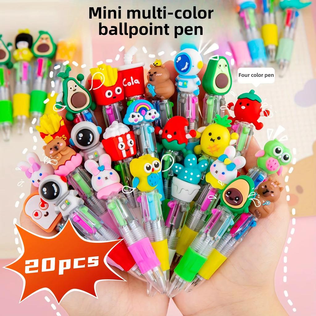 Cute Retractable Round Ballpoint Pens, Stick Construction Type, Plastic Material, for School and Office Supplies