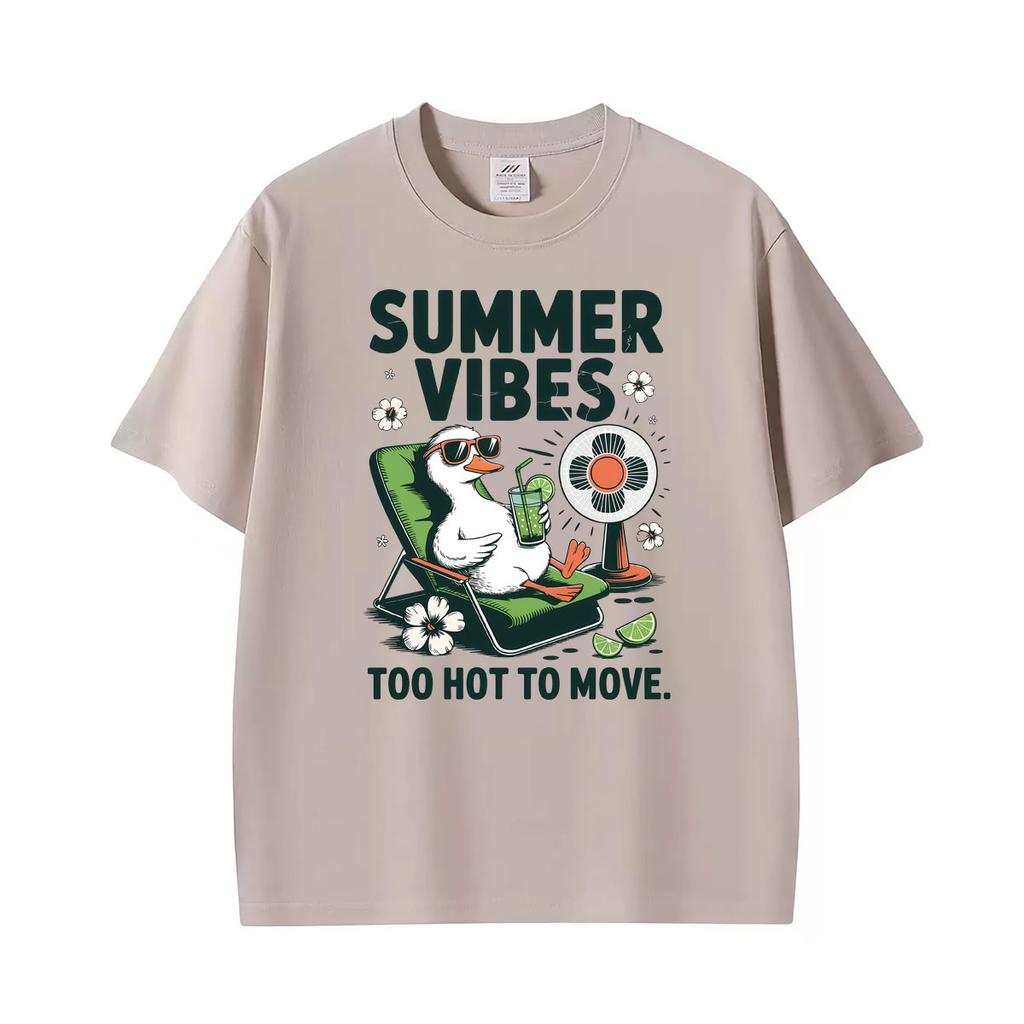 Summer Vibes Goose Too Hot To Move Funny Graphic Tshirt Unisex Y2k Clothing Harajuku Oversized Tshirts Unisex 100 Cotton T Shirt