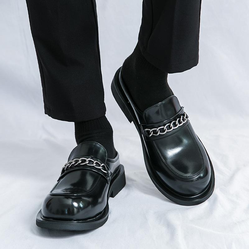 2025 лето новые полузакрытые маленькие кожаные туфли большого размера модные туфли для платья повседневные туфли внешнеторговая деловая обувь