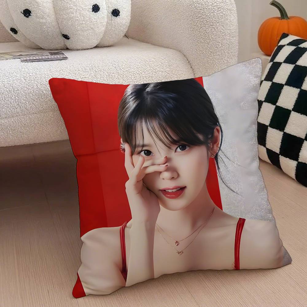 Singer L-Lee Ji Eun-MT IU Fun Beautiful Pillow Case Comfort Sofa Bed Silky Elegant Invisible Zipper Decorative Cushion Cover