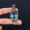 Blue Topaz Gemstone Handmade Pure Copper Wire Wrapped Pendant Jewelry For Memorial Day