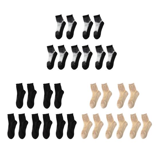 5 пар кружевных женских носков до щиколотки, летние прозрачные сетчатые носки, тонкие прозрачные носки с цветочным кружевом и оборками