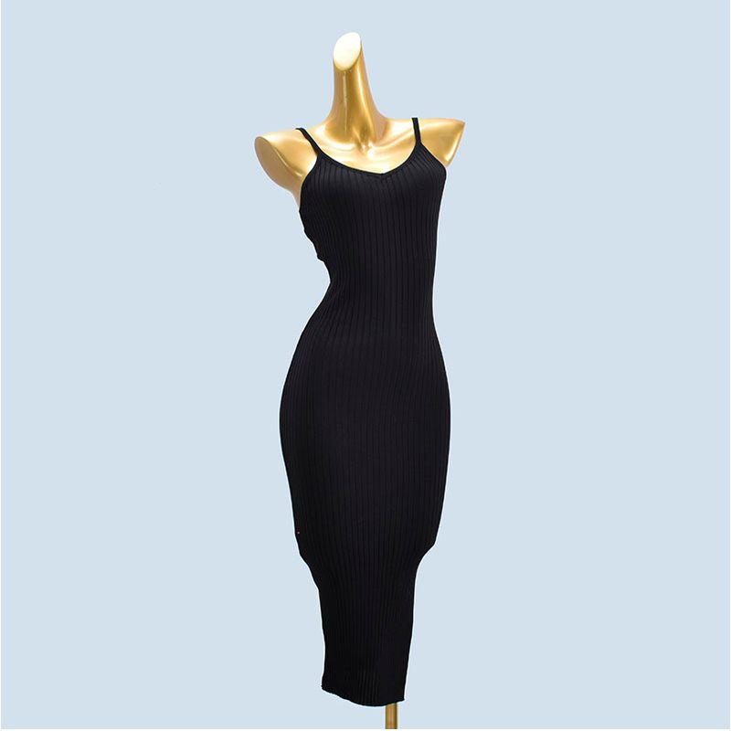 Knitting Camisole Dress Women's Summer V Neck Backless Slit Inner Wear Base Hip-Wrapped Sweater Skirt