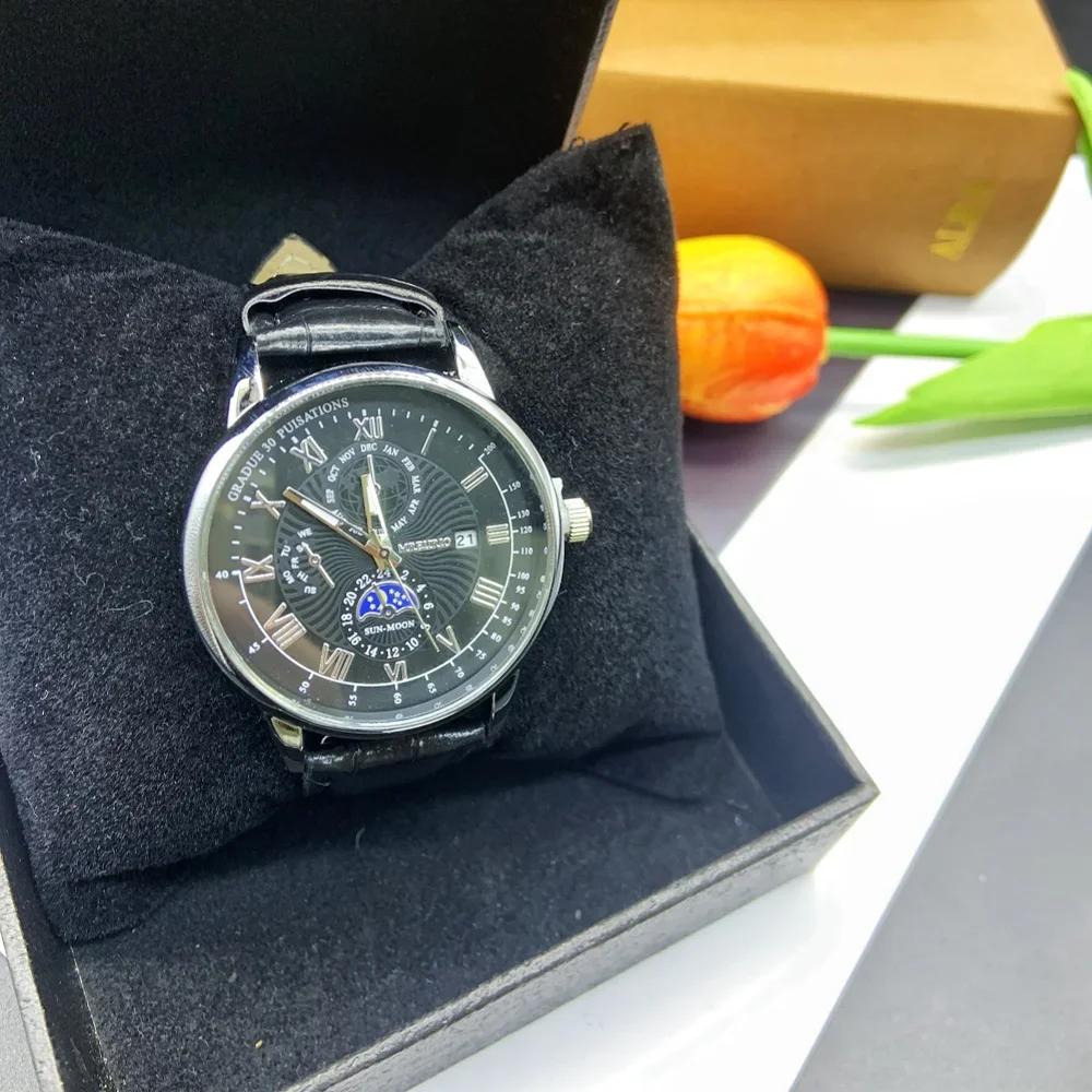 5pc New Men Watches Quartz Watch Sport Chronograph Luxury Men Automatic Date Watches Include Bracelet Box for Any Scene