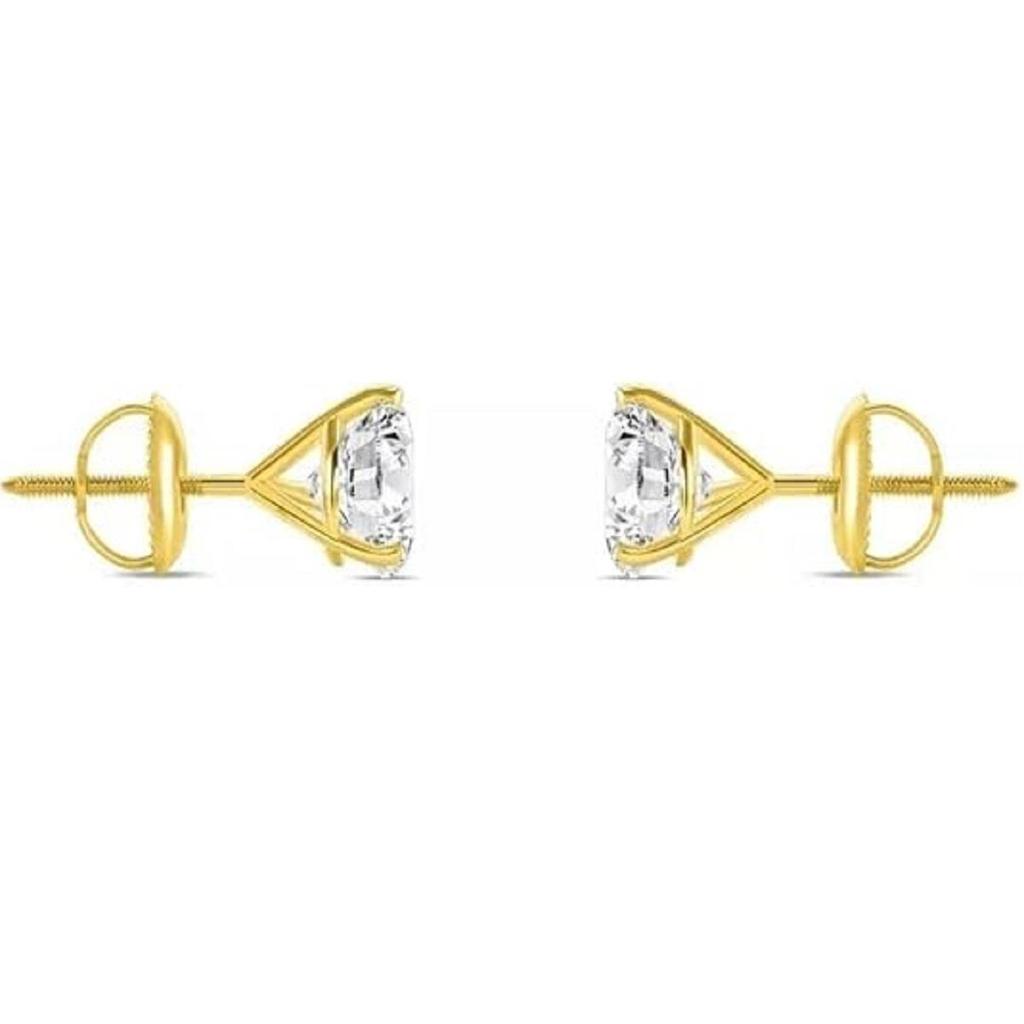 Jewels Prim 5.50 Ct Round Cut Diamond Stud Earrings Solid18K Yellow Gold Screw Back Martini Earrings For Women's