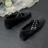 Fashion Fashion Square Toe Rivet Cross Strap Mary Janes Women Pumps Spring Autumn Leather 4.5cm Thick Heeled Punk Loafers Girls Shoes