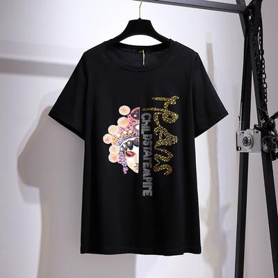 Блузка с принтом в китайском стиле, корейская версия свободной и тонкой рубашки, летняя женская футболка больших размеров