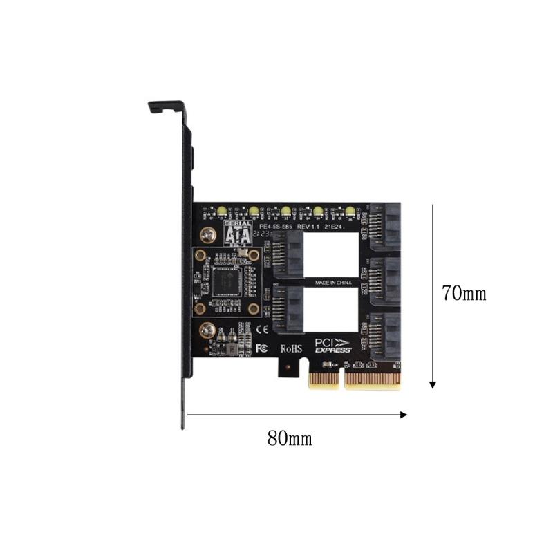 PCI-E 4X to  3.0 pansion Card 5 Full Speed Ports 6Gbps Transfer pansion Hard Drive for Win7 / 8/10 / Linux