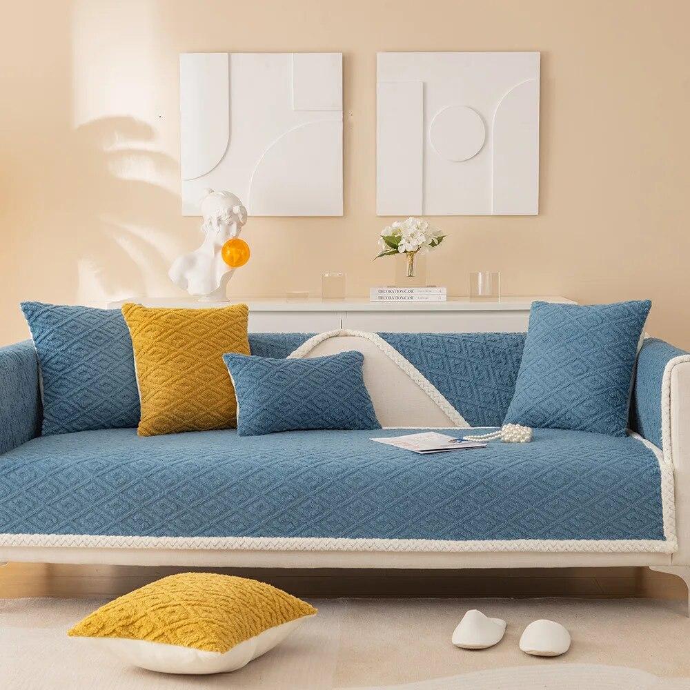 Зимний чехол для дивана с защитой от кошачьих царапин, толстый супермягкий бархатный плюшевый диван-полотенце, секционные L-образные чехлы для диванов для гостиной