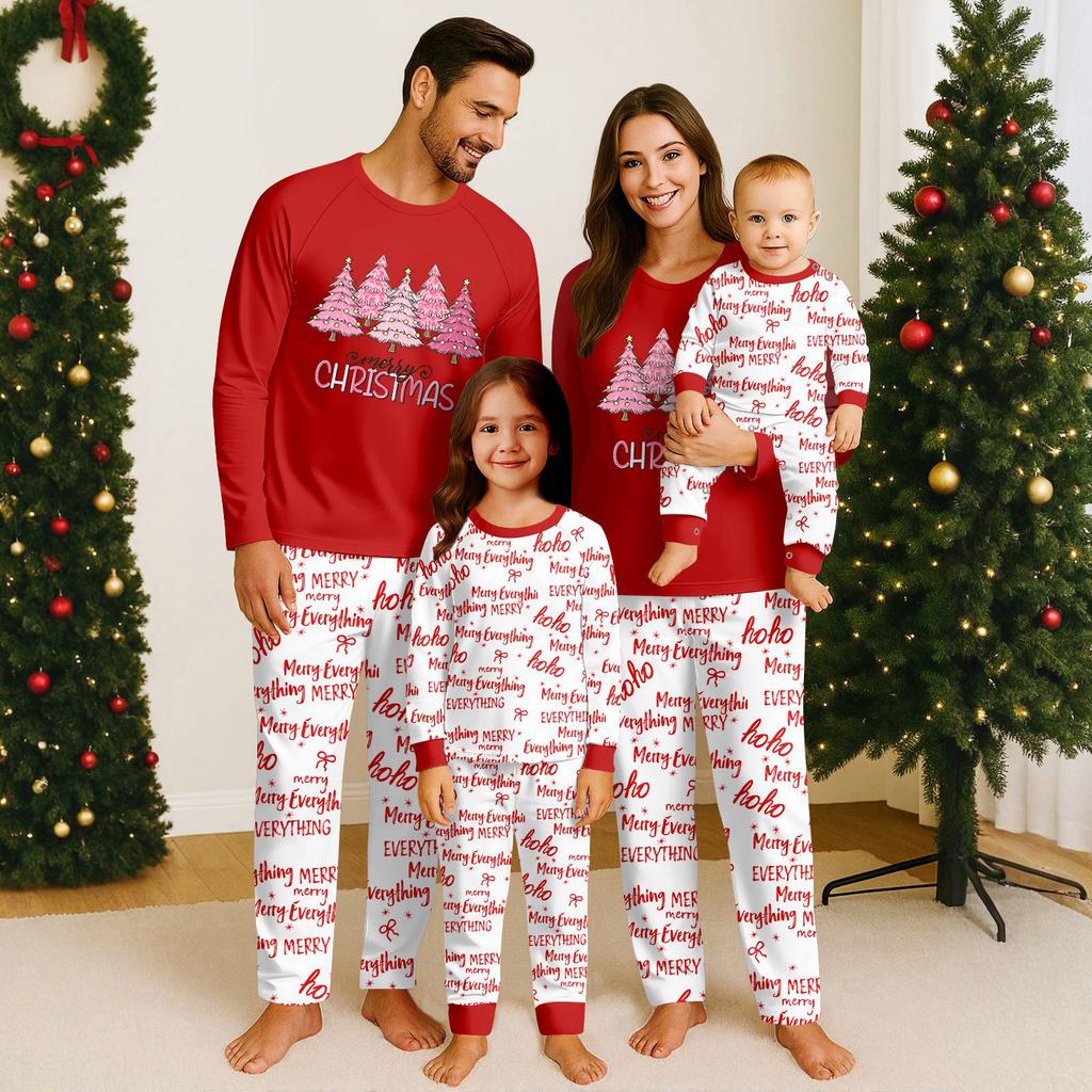 Family Matching Print Sets Pajamas Loungewear Outfits Family Matching Long Sleeve Tops+Pants Set