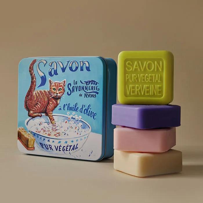 French Natural Signature Bar Soap 100g x 4 (Large Tin) Housewarming Gift Newlywed Gift