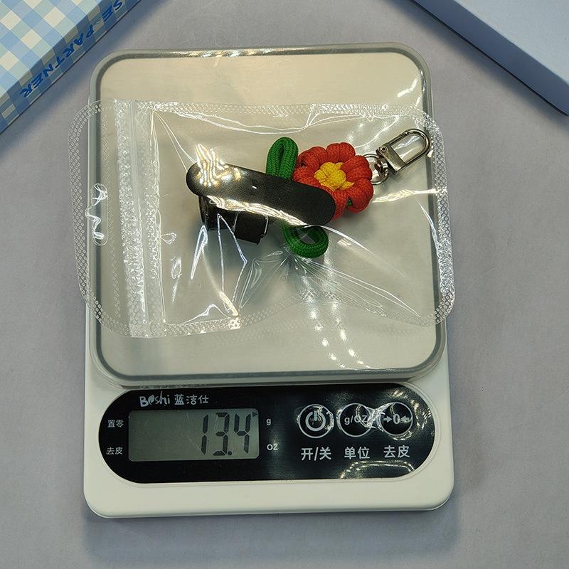 Adorable Handwoven Flower Keychain Mini Potted Vase Plant Charm Pendant for Girls Bag Accessory