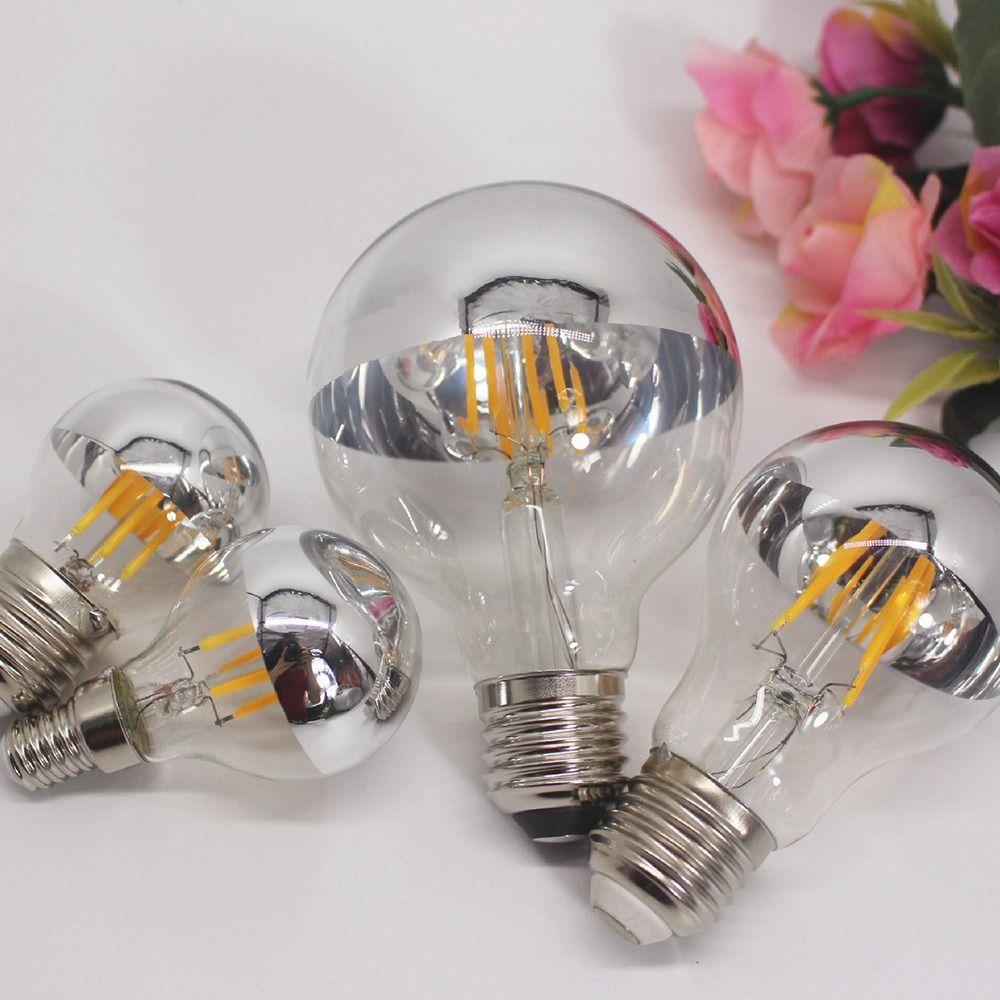 Hot New E27 decorative light ncandescent semi-plated bulb A60 mirror reflection LED filament bulb