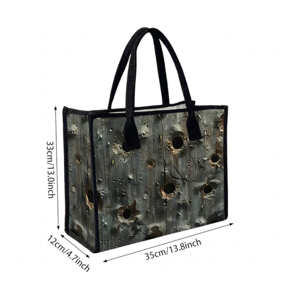 Cool Bullet Hole Print Tote Bag Casual Stylish Large Capacity Daily Handbag