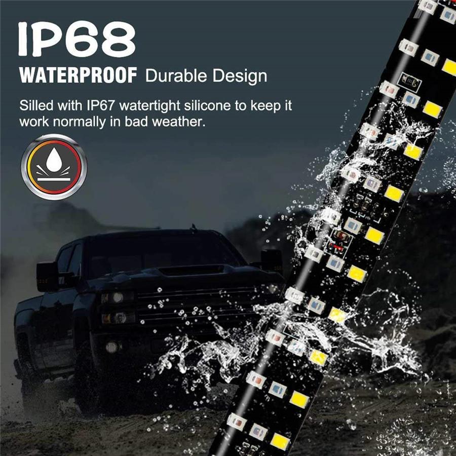 49" 3-Row Flowing LED 3-Color Waterproof Car Tailgate Light Brake Lamp